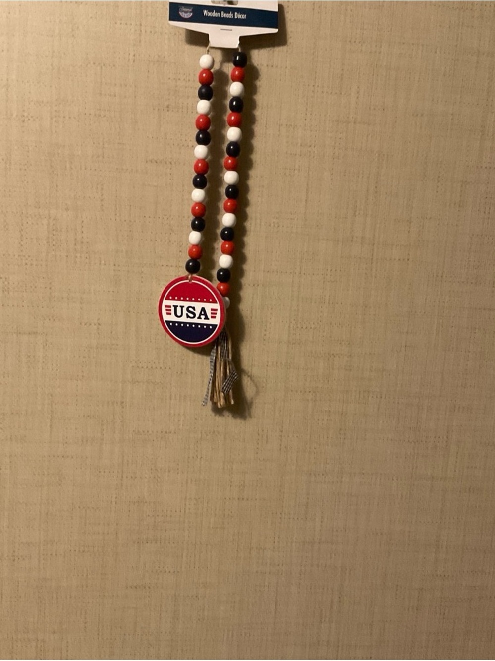 Hobby Lobby Red White Blue Wooden Bead Garland